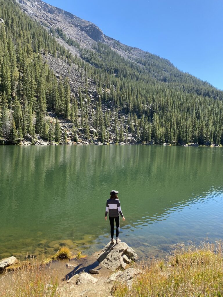 Caroline at Clear Lake, a lovely stop along Guanella Pass Road. 