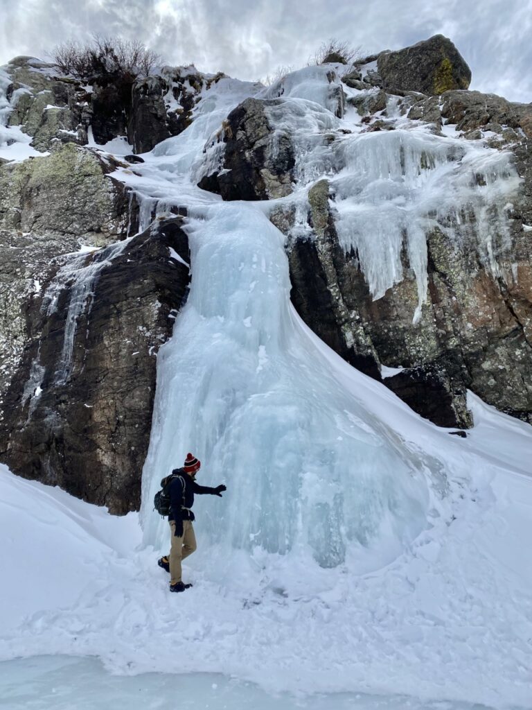 Frozen Waterfall, Sky Pond Hike 