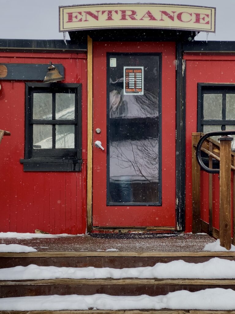 Train car that has been converted to a coffee shop, the most unique drive in colorado -peak to peak highway